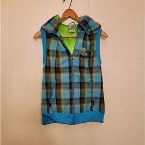 Burton Dry Ride Ho Chi Minh Plaid Hooded Vest M